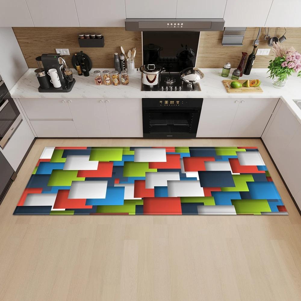 Geometric Square Pattern Home Kitchen Floor Mat Door Front Decoration Floor Mat
