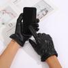 Men's and Women's Touch Screen Leather Gloves To Keep Warm from the Cold, Hairy Gloves, Men's Motorcycle Riding Gloves Thickened and Windproof