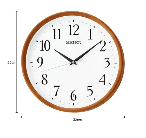 Seiko Clock Wall Clock Natural Radio-controlled Brown Wood Diameter 320 x 52 mm KX264B