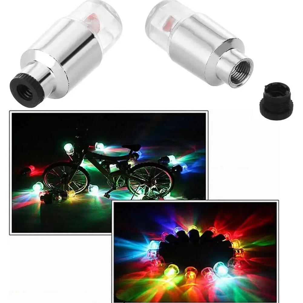 Wheel Lights LED Bicycle Valve Light Universal Car Neon Lamp Valve Cover Lights Tire Colorful Flashing Bulb Decoration Valve Stems 1