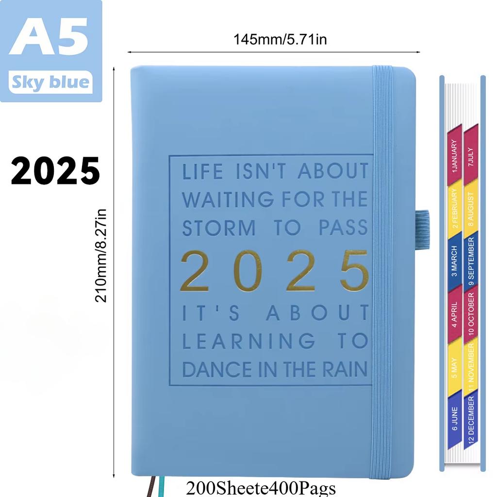 Daily Planner for 2025 English Inner Pages Leather Cover  Paper 100GSM Planner Schedule Business Week Planner Notebook