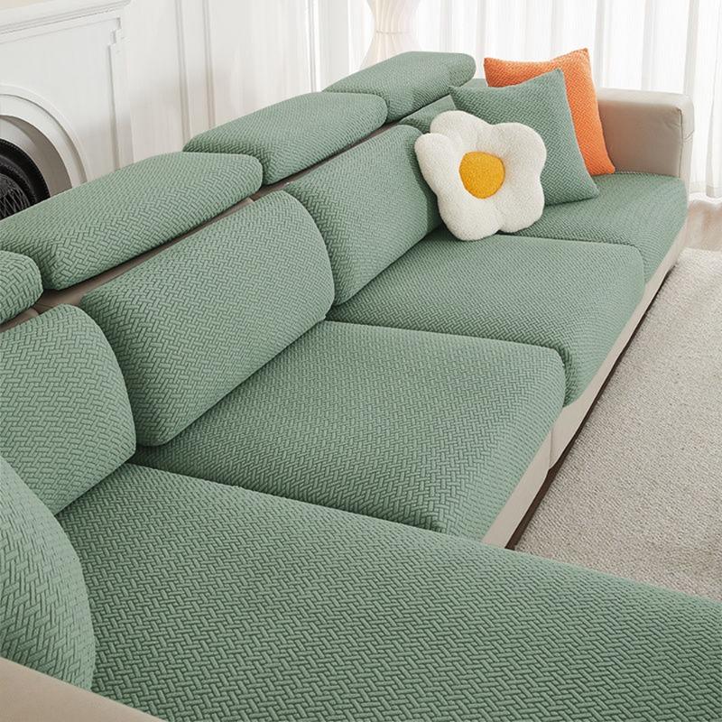 Jacquard Sofa Cover Solid Elastic Sofa Cushion Cover Living Room Washable Spandex Sofa Seat Slipcover Chaise Lounge Home Pets
