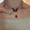 Multi Layer Chain Necklace Jewelry With Enameled Butterfly And Delicate Tassels Adjustable Length Neckchain Accessory