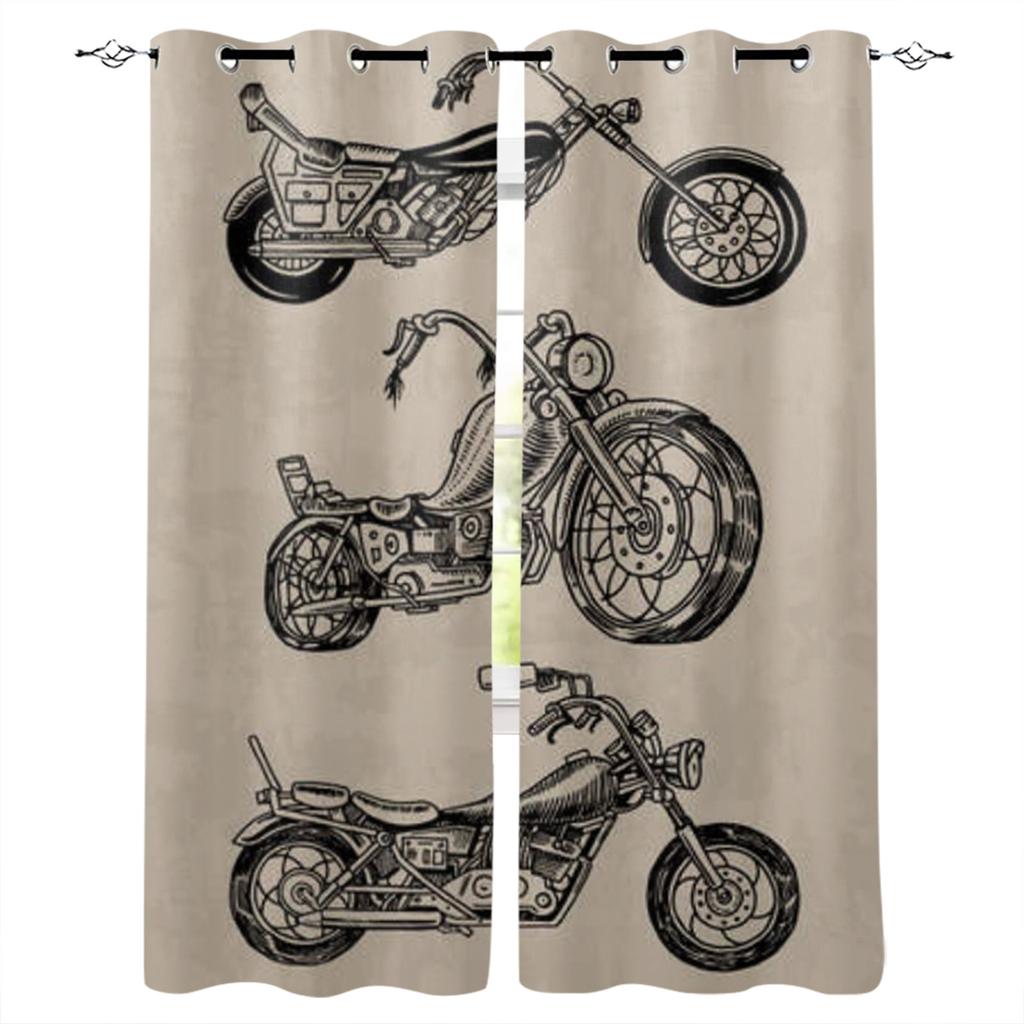 Bedroom Kitchen Curtain Vintage Classic Antique Car Retro Window Curtains for Living Room Decorative Items