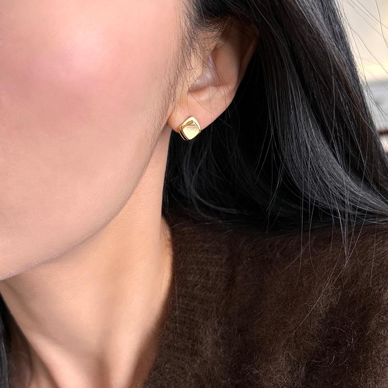 New 925 Silver Hoop Earrings Clip Matte Circle Geometric Punk For Women Girl Gift Jewelry