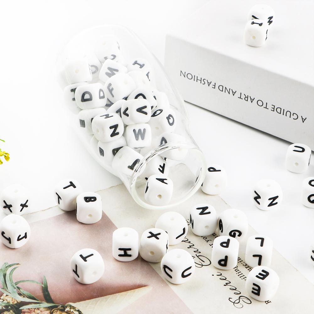 Kovict 20pc Alphabet English Silicone Letter Beads For Jewelry Making Bulk 10mm  For Personalized Pacifier Jewelry Accessories