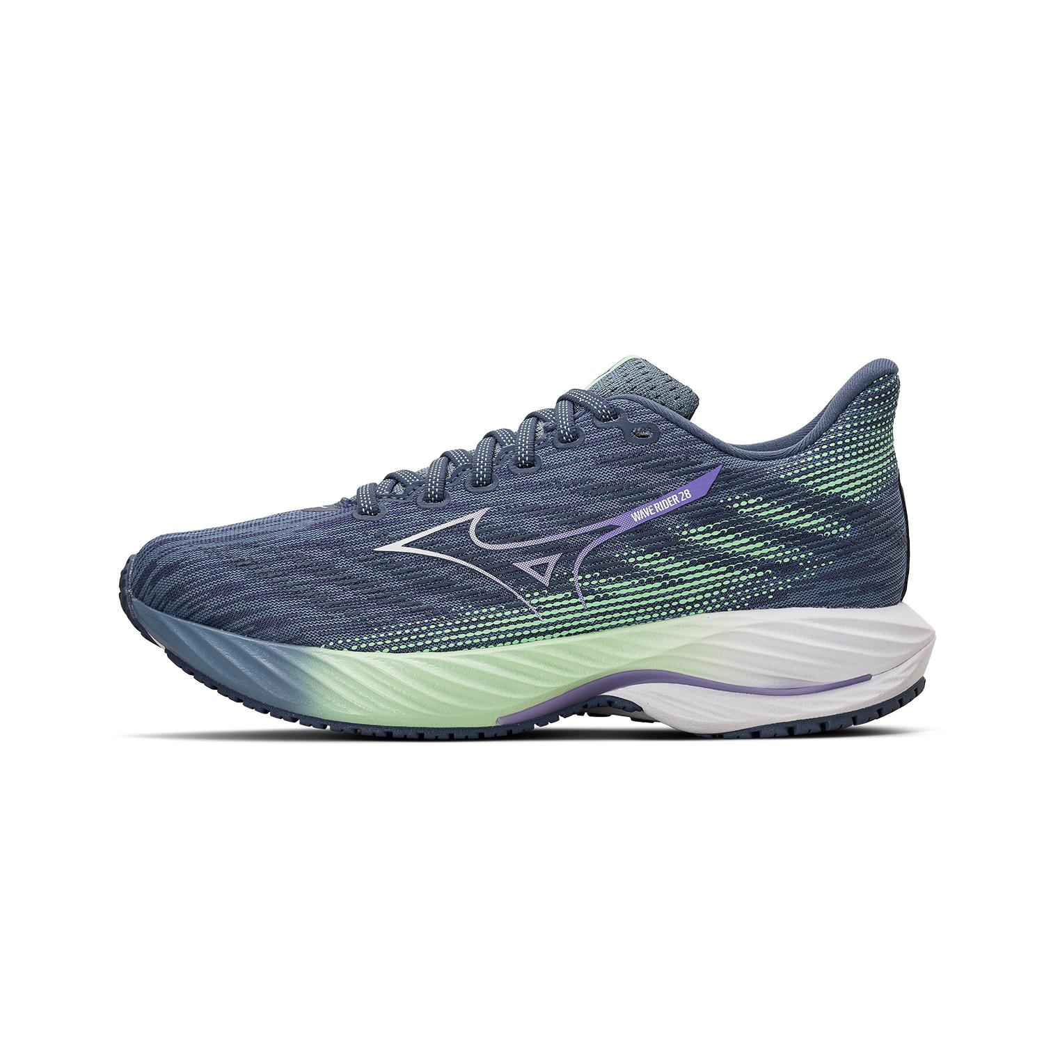 

Mizuno Wave Rider 28 Citadel Neo Mint женские кроссовки сине-белые J1GD240371 36