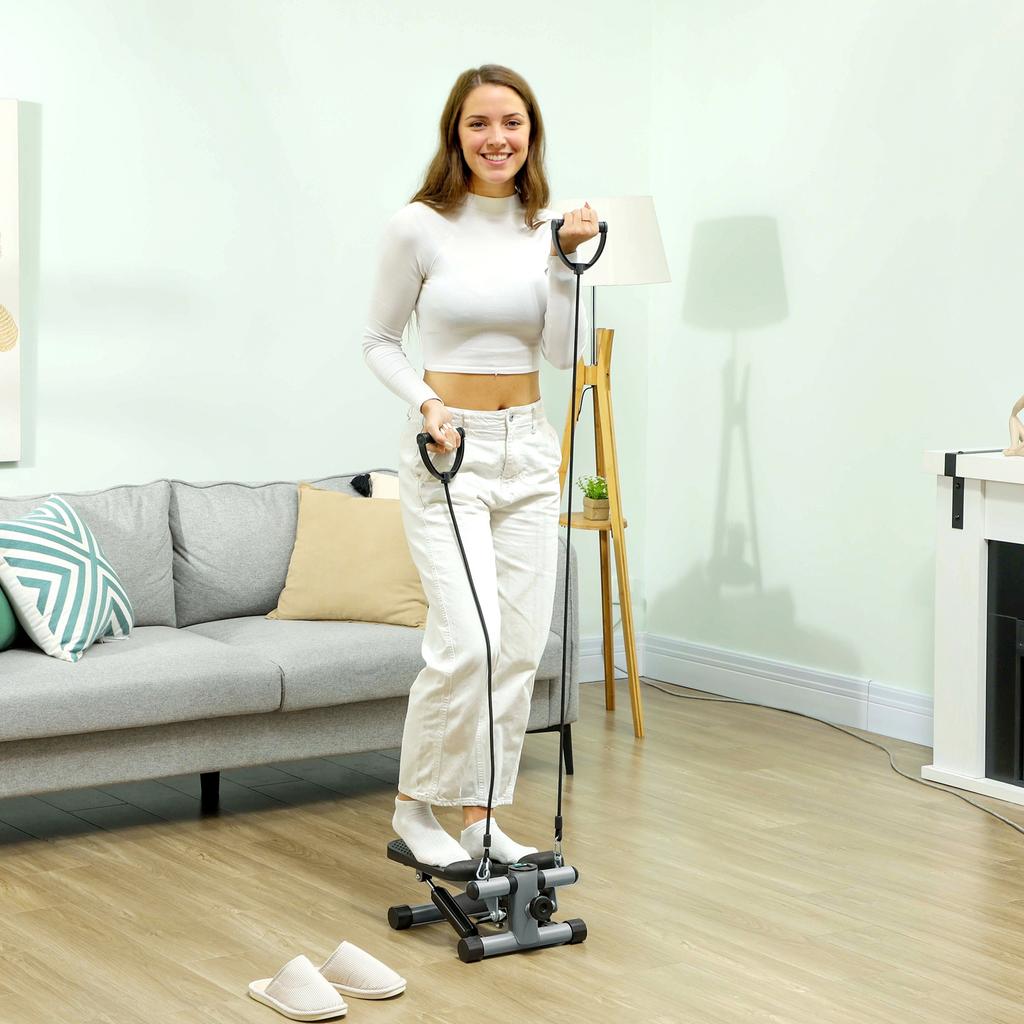Mini Stepper Compact Step Machine Exerciser For Home Workouts With Resistance Bands Lcd Monitor Non Slip Pedals