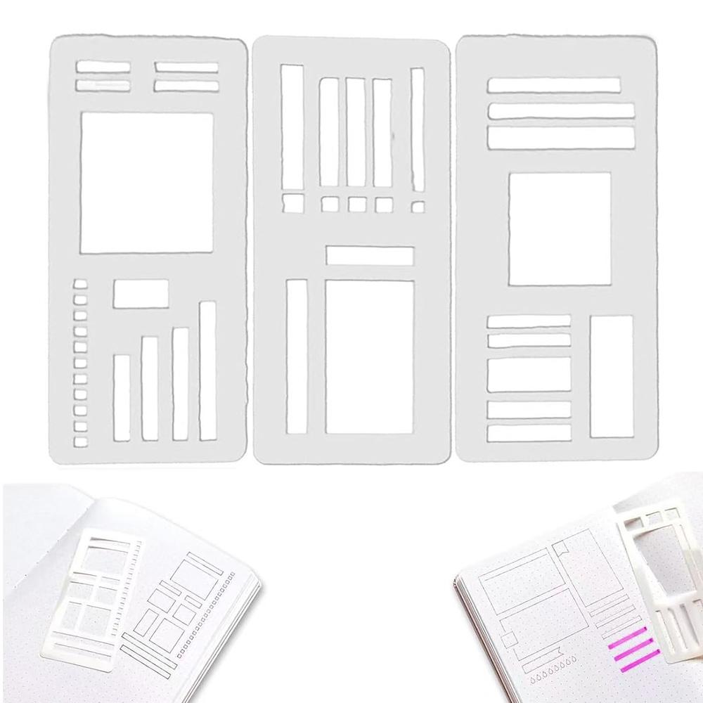 3Pcs Handmade Flexible Record Template For Dot Grid, Drawing, Checklists