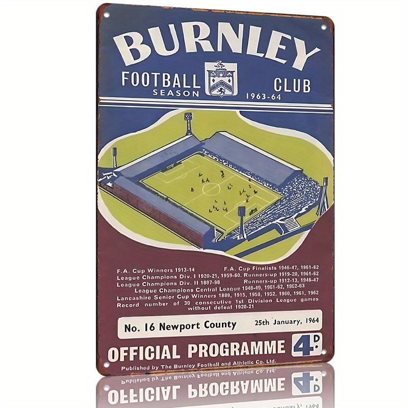 

Vintage Burnley Football Club 196364 Season Program Cover Art Print Retro Metal Tin Sign Durable Wall Decor for Man Cave aluminum 20x30cm