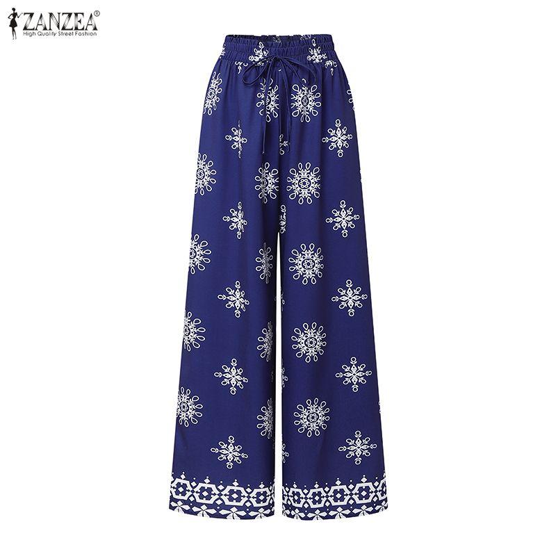 ZANZEA Two Piece Suit Women Sleeveless Print Tank Tops and Long Pants Casual Sets