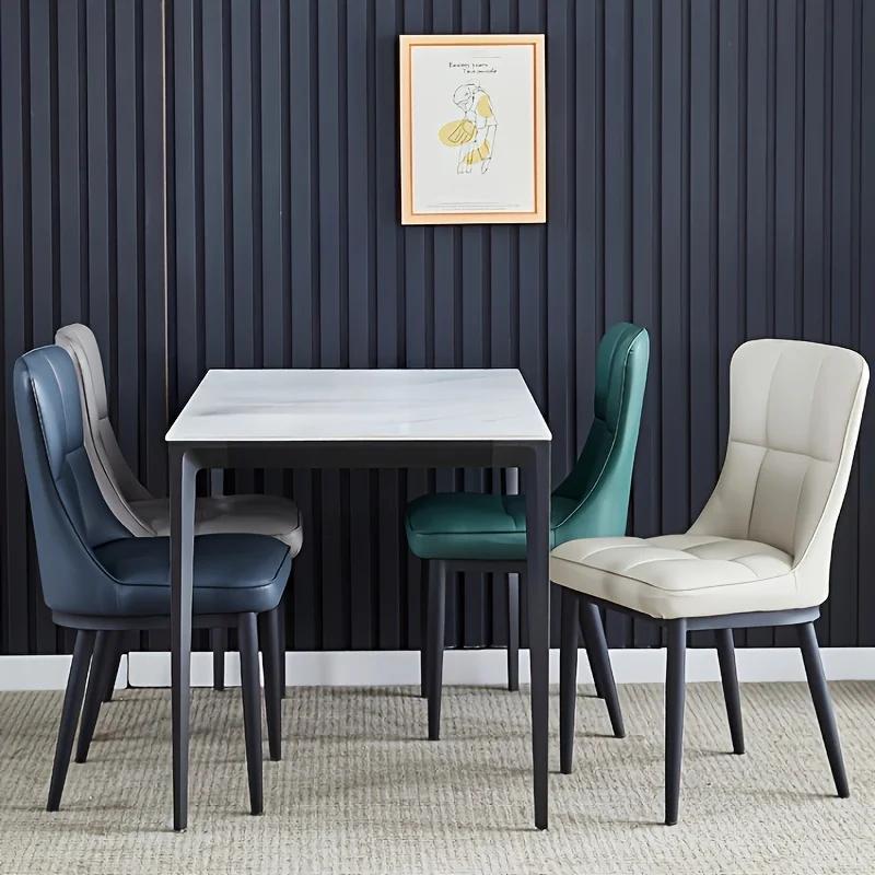 Modern Dining Chair with Soft Cushion and Metal Legs - Stylish Office Single Chair for Dormitory, Available in Green/Blue/Black