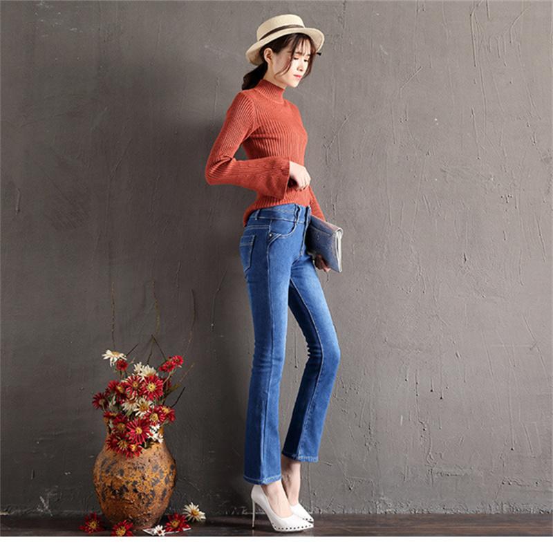 2022 Winter Jeans New Retro Fashion Korean Solid Warm Thicken Pencil Pants Skinny JeanPants High Waist Slim Leisure Trousers
