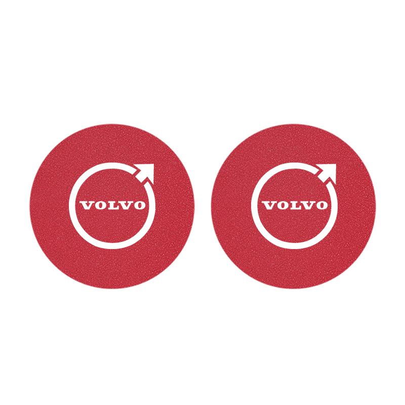 2Pcs Suede Car Coaster Mat Anti-slip Water Cup Pad For Volvo Rdesign XC90 V90 V60 XC60 XC40 V40 EC40 EX40 S60 S90 S80 V70 EX90