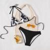 2026 New Plaid Polka Dot Retro Style Triangle Cup Sexy Split Swimsuit Bikini Set Women