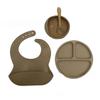 Children's Silicone Tableware Ten-piece Set Baby's Silicone Separated Dinner Plate Supplementary Bowl Fork Spoon Bib Mother and Baby Tableware Suit