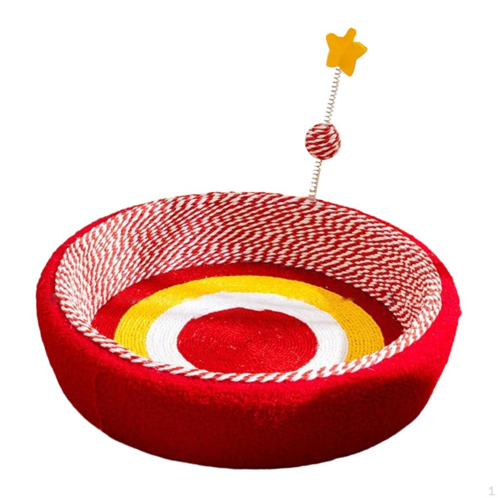 Cama rascador para gatos tejida, cuenco rascador con forma de cuerda trenzada, verde