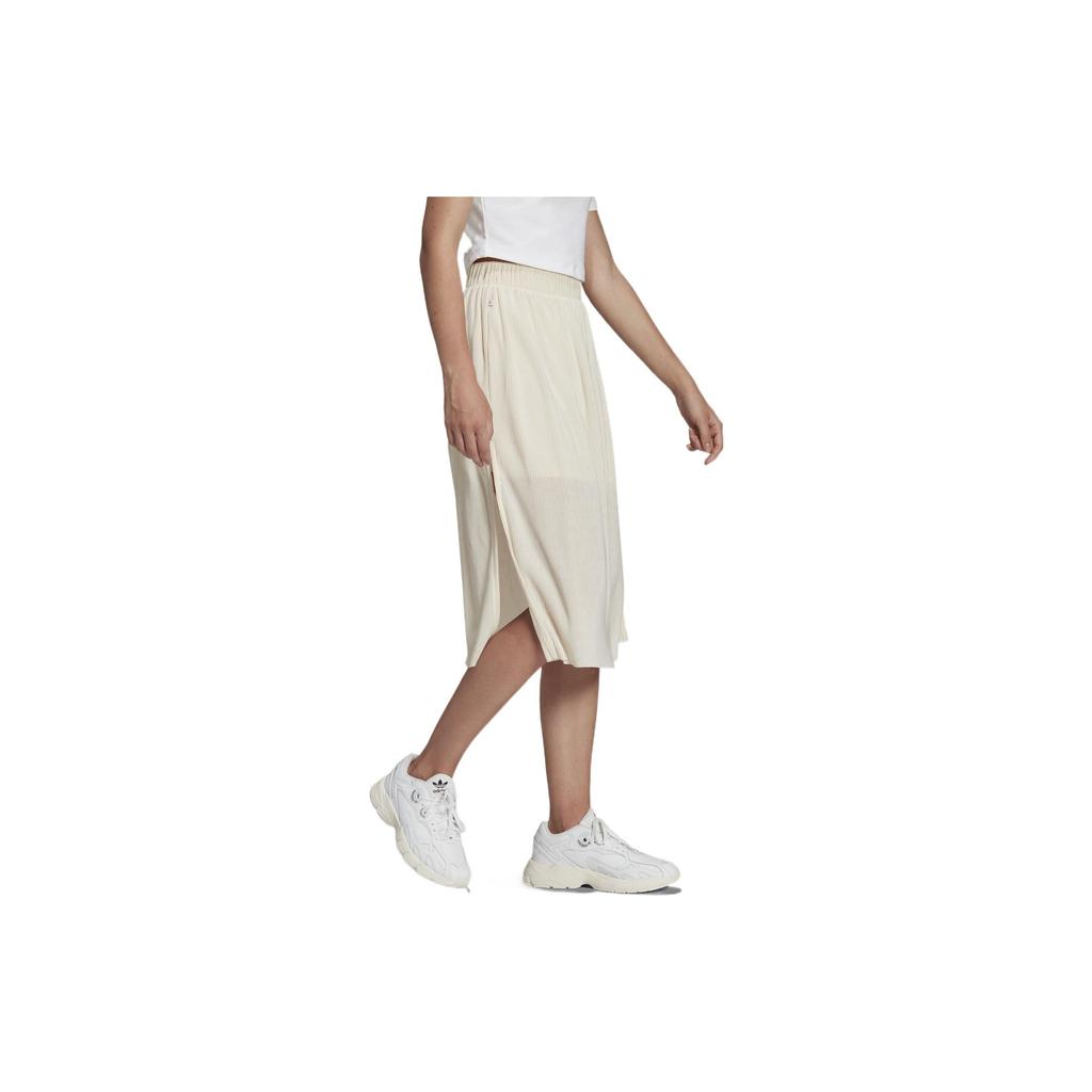 Adidas Originals Solid Color Split Midi Skirt Women Skirts White HF7545