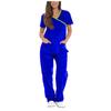 Women Short Sleeve V-neck Tops+Pants  Working  Set Suit