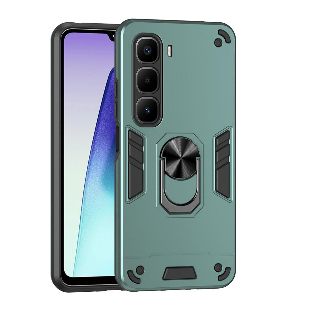 KEYSION Shockproof Armor Case for Infinix Hot 60 Pro+ Silicone+PC Metal Ring Stand Phone Cover for for Infinix Hot 60i 4G 60 5G