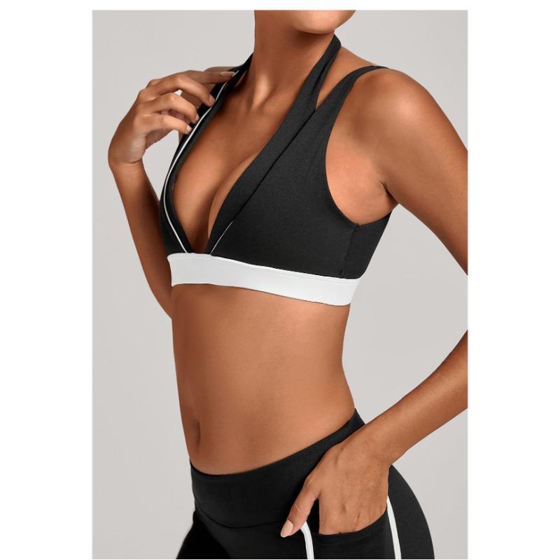 Women S Color Block Halter Yoga Bra Tight Sports Underwear For Fitness Running