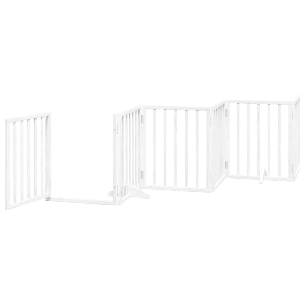 6 Piece Foldable White Dog Gate 300 cm Poplar Wood