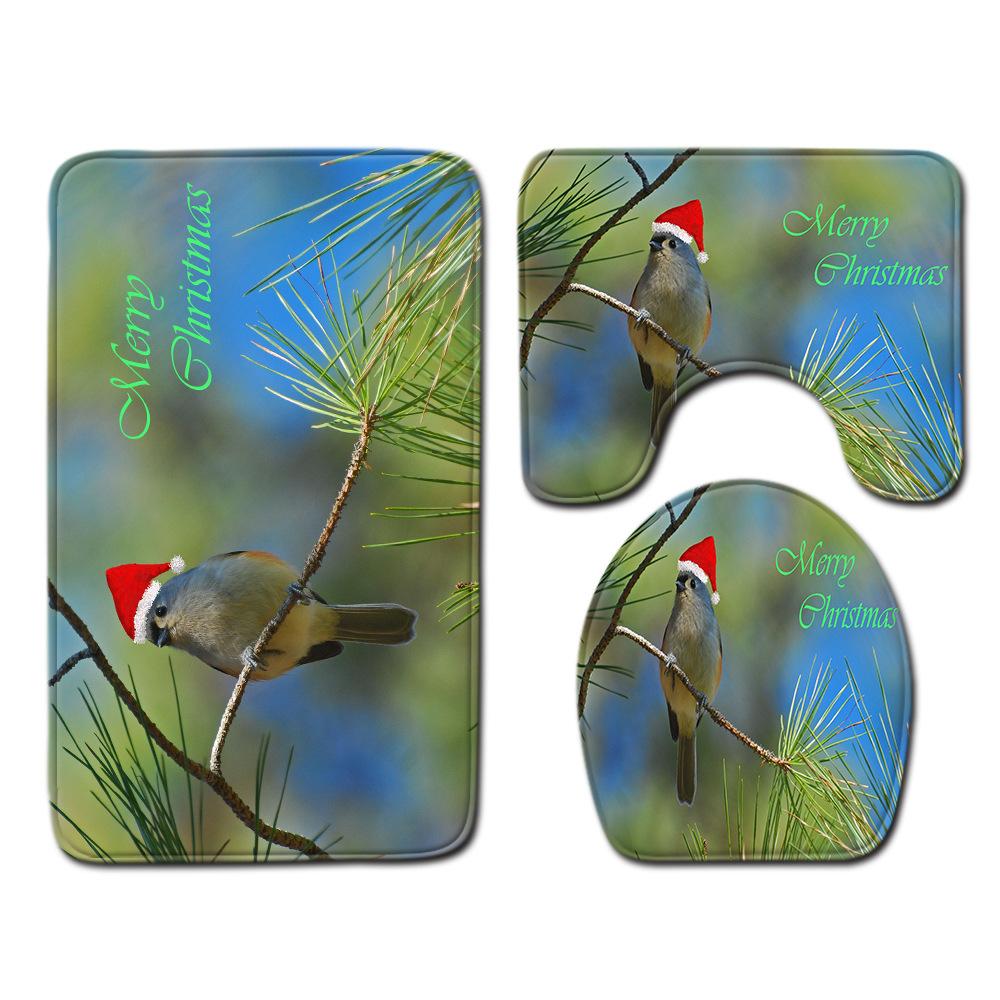 

Рождественский коврик для ванной, туалетный трехпредметный набор 45cmx75cm