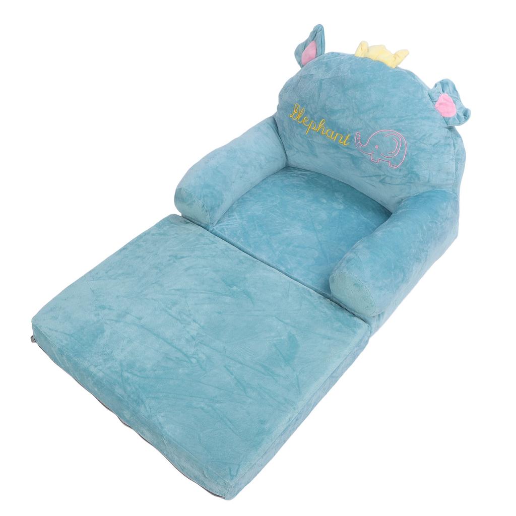 Foldable Kids Sofa Kids Sofa Couch Comfy 2 in 1 Flip Open Couch Sleeper for Kids Elephant Embroidery Pattern 2 Layer