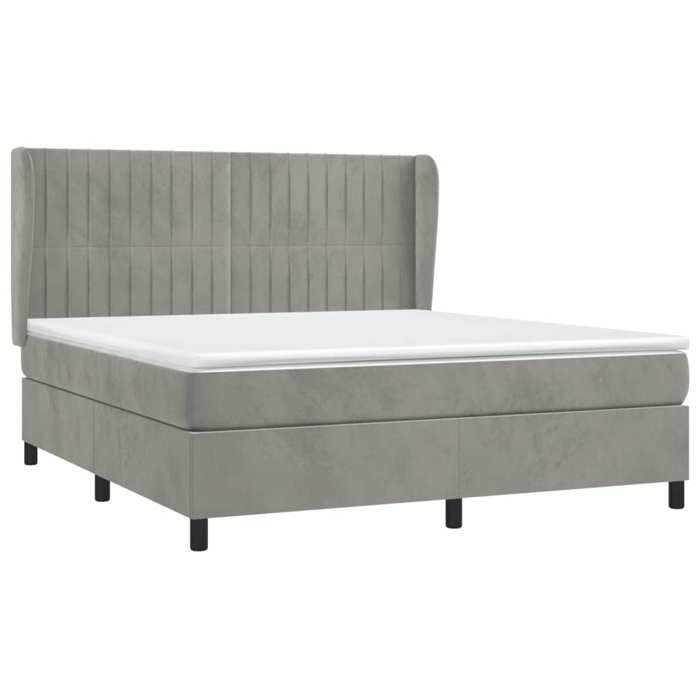 3129339 vidaXL Lit à sommier tapissier et matelas Gris clair 160x200cm Velours
