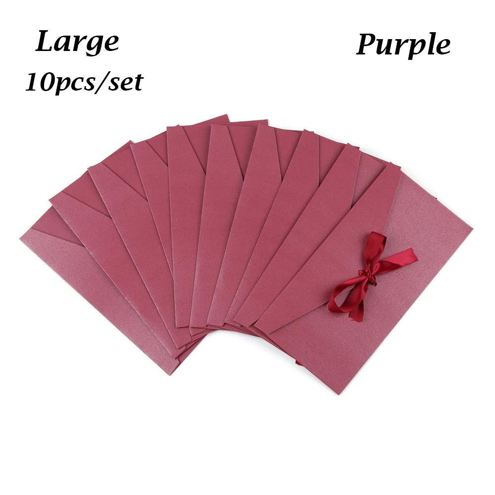 Set Gift Retro Creative Bow Greeting Card Bags Pearlescent Paper Envelop Envelope Ribbon Mailer