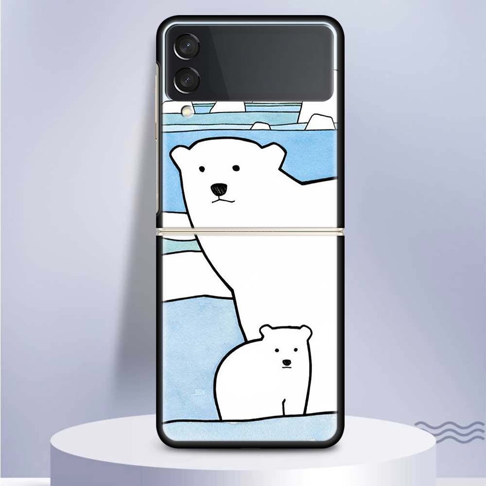 

Polar Bear Newly Arrived Coque Phone Case For Samsung Galaxy Z Flip 6 5 4 3 5G Black Hard Cover ZFlip6 ZFlip5 ZFlip4 ZFlip3 Fund Samsung Z Flip 5