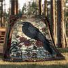 1pc Stained Glass Raven Throw Blanket Polyester Fiber, Lightweight Flannel, Soft & Warm, All Season Use for Outdoor, Camping Digital Print