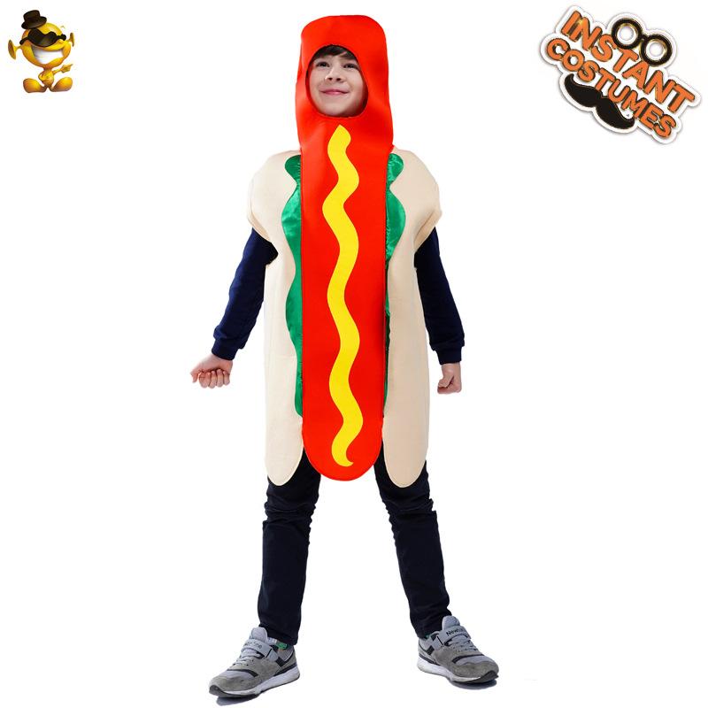Kids Halloween Spoof Hot Dog Costume Funny Food Hot Dog Party Cosplay Costume Cosplay