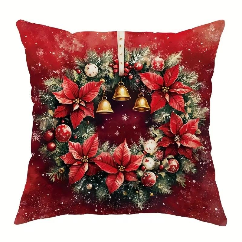 Christmas Pillowcase Holiday Character Print Living Room Accent Gift Idea  Flat Printing Technology Soft Comfortable Fabric