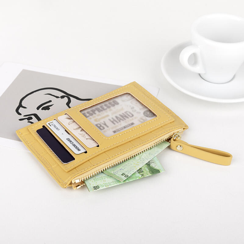 5color bean button crocodile card wallet ac-9372c