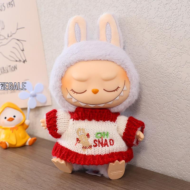 Labubu Christmas Keychain & Doll Outfit: Cloak, Sweater, and Hat Set