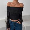 Autumn One-Layer Shoulder Long Sleeve Slim Skinny Temperament Commuter Dating Warrior Dresses Versatile Closet Essential Fashion Items Shirt