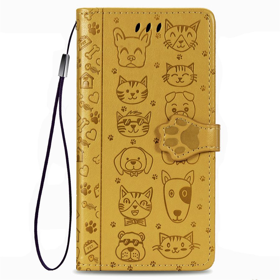 Capa Protetora Flip de Couro Para Motorola Moto G17 G57 G67 G77 G06 G56 G86 G35 G75 G05 G84 G85 5G G54 G55 G34 G15 Edge 70 50 60 Carteira com Gato Cachorro
