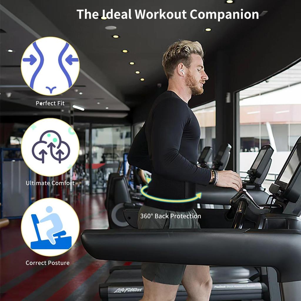 Lumbar Back Belt with Waist Pad Adjustable Breathable Waist Trainer Anti-skid Spine Lumbar Support Belt Lower Back Stress Relief