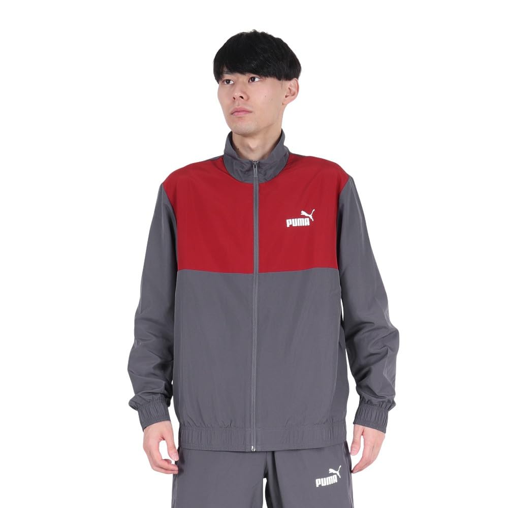 Puma Sports Jersey Top and Bottom Mesh Woven Color Block Suit 684143 24 Color Galactic Gray Set, Lining, Men's Fall/Winter (69)