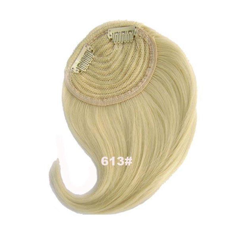 

На заколках Женская прямая челка сбоку Накладка на волосы Челка Наращивание волос Цвета 16 613# Bleach Blonde