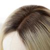 HAIRCUBE Light Blonde 14 Inch Human Hair Toppers with Dark Roots for Women 4 Clips Pieces with Thinning Hair In Mono Lace Base Toppers