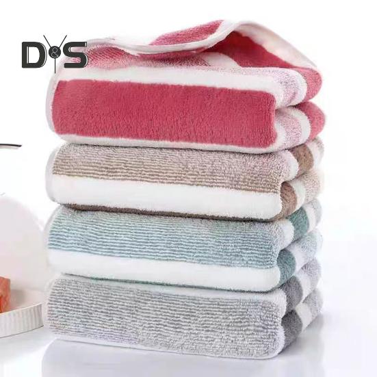 Coral Fleece Towel Set Striped Absorbent Bath Towel Lint Free Fade Resistant Towel Shower Wrap for Spa Poolside Daily Use