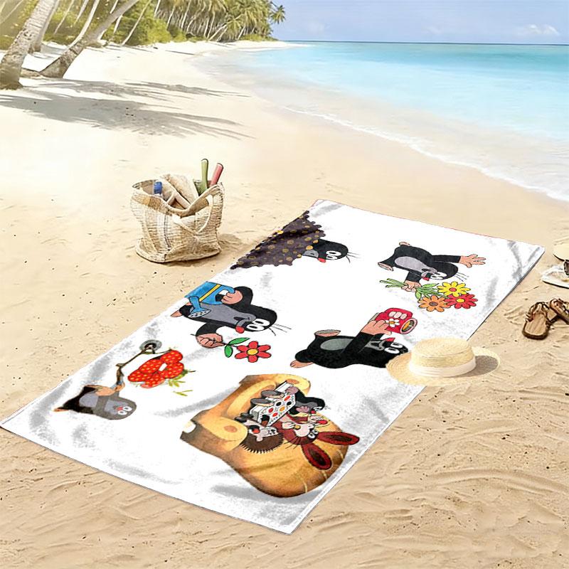 Krtek Art Print Beach Towel, Large Soft Quick Dry Towel for Beach Camping Swimming