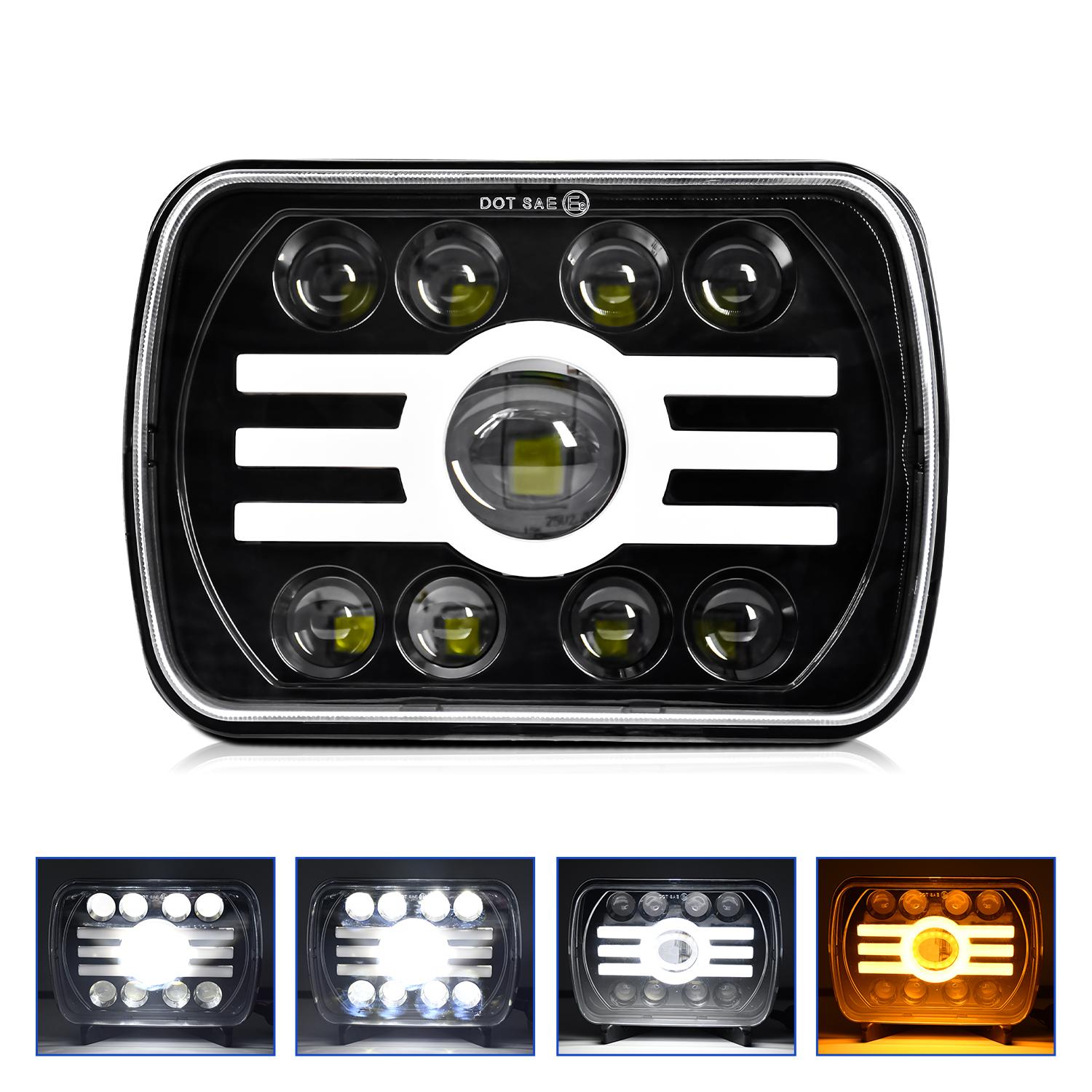 

7 Inch LED Square Headlight 220W Lens Super Bruight Headlamp for Wrangler Jeep Harley 25000LM DRL Turn Signa Headlight 9-32V