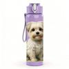 1PC Puppy Surrounded By Grass Print 750ml Color Plastic Sports Water Bottle Leakproof Flip Straw Lid Suitable for Sports Office Home Use