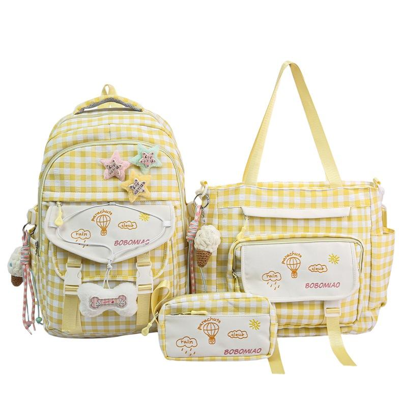 Zaino1011 zaino scuola media ragazze studenti liceo carino piccolo fresco scozzese zaino casual grande capacità set da tre pezzi
