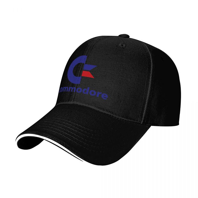 Commodore Logo Baseballkappe Klassische Schwarze Mütze mit Blau-Rotem Emblem Stilvolles Design für Fans und Freizeit