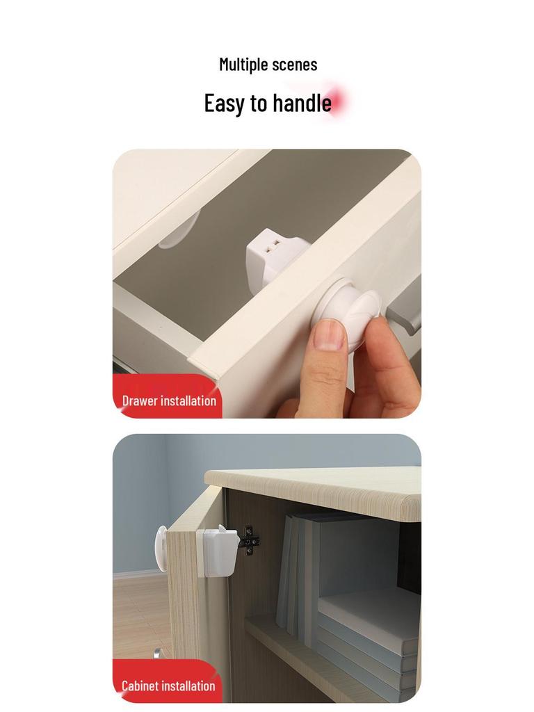 Child Safety Invisible Magnetic Lock for Cabinets & Drawers
