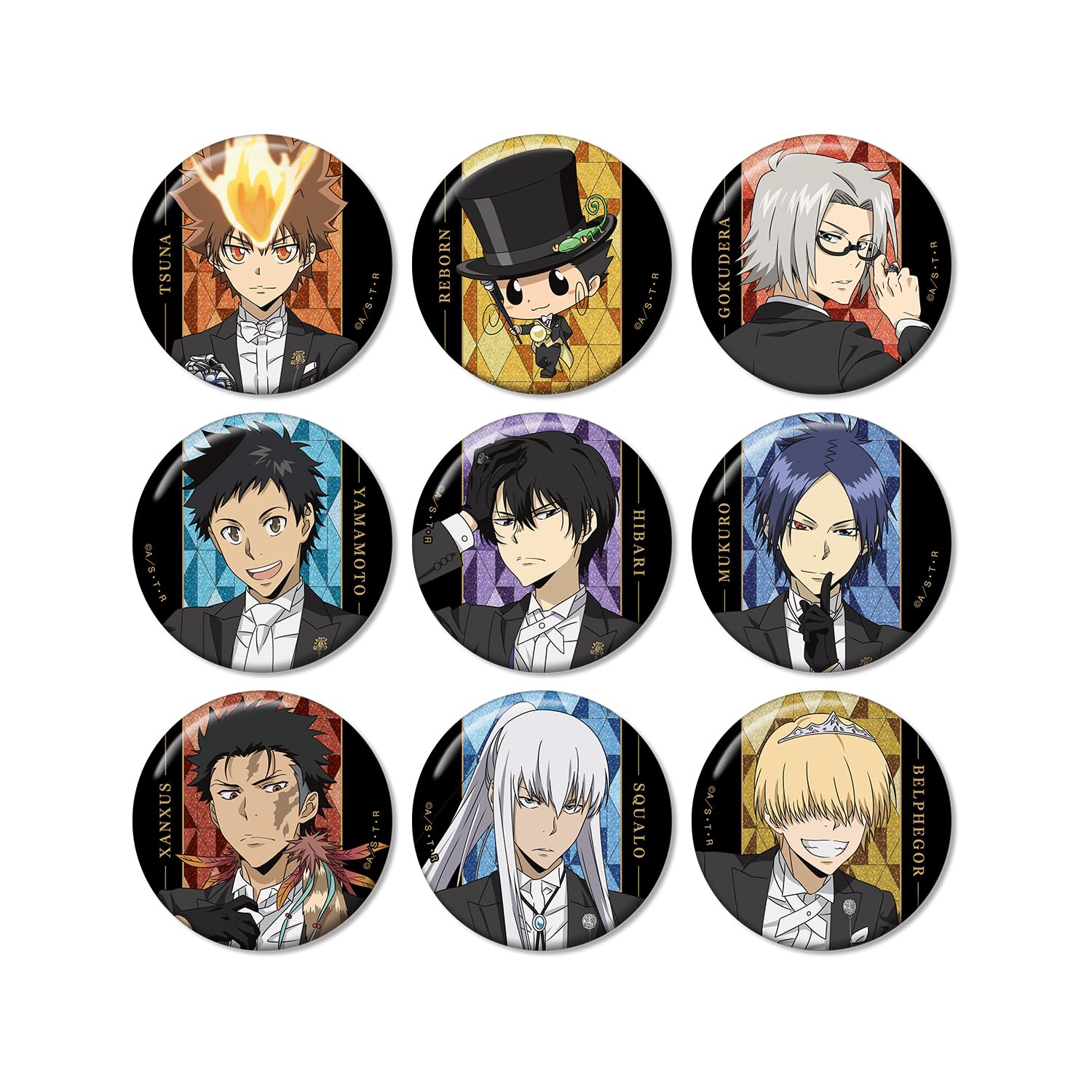 

Katekyo Hitman Reborn Original Illustration Tailcoat Ver. Trading Glitter Can Badges Box of 9